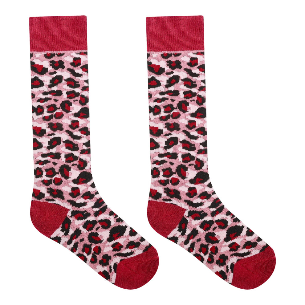 (9 UK Child-11 UK Child, Dusty Rose) Regatta Childrens/Kids Cheetah Print Ski Socks