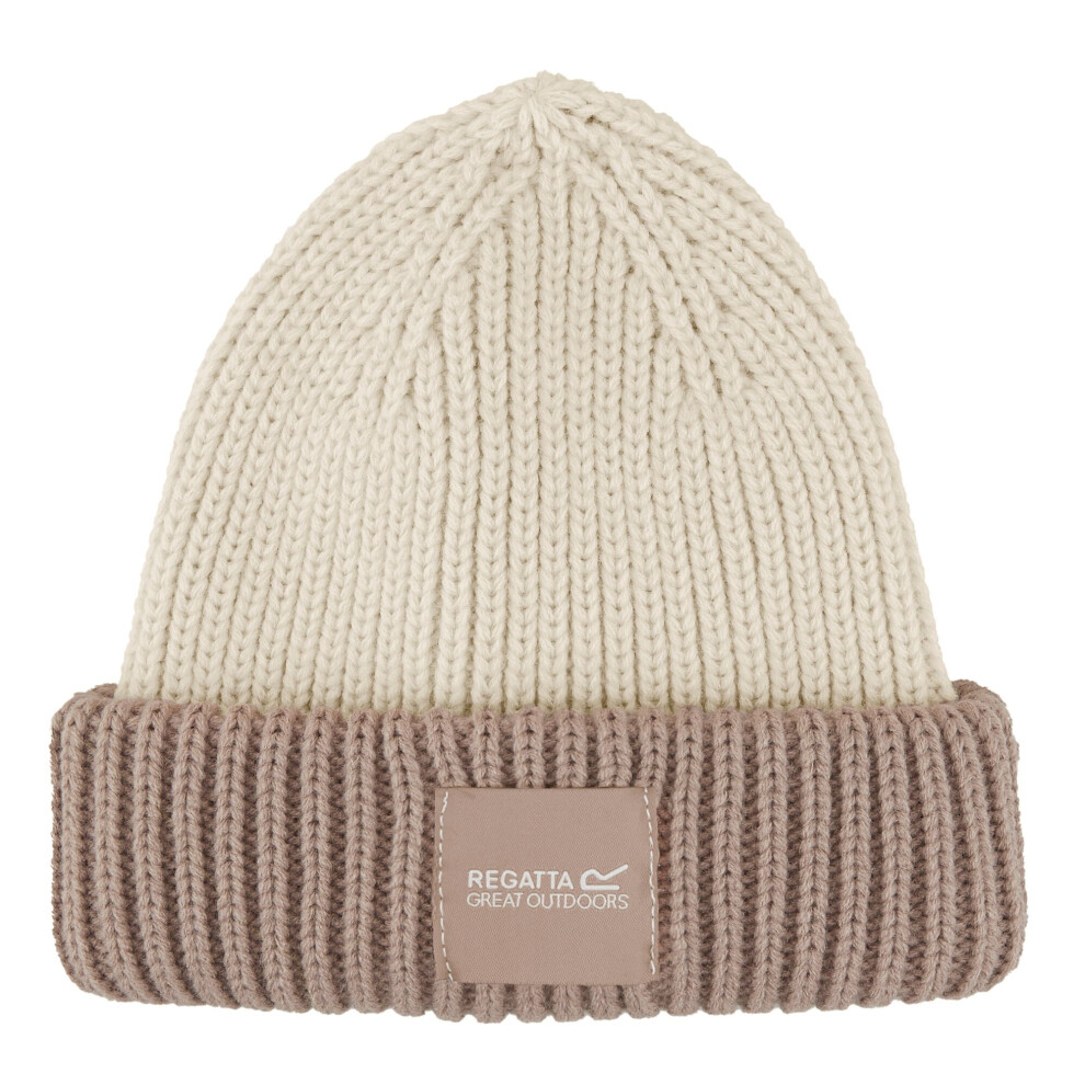 (One Size, Light Vanilla/Warm Taupe) Regatta Childrens/Kids Connora Fisherman Logo Beanie