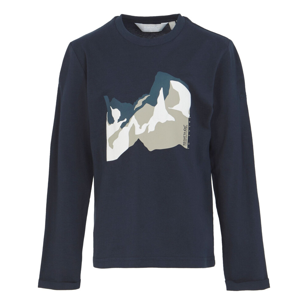 (7-8 Years, Navy) Regatta Childrens/Kids Wenbie III Mountain Long-Sleeved T-Shirt