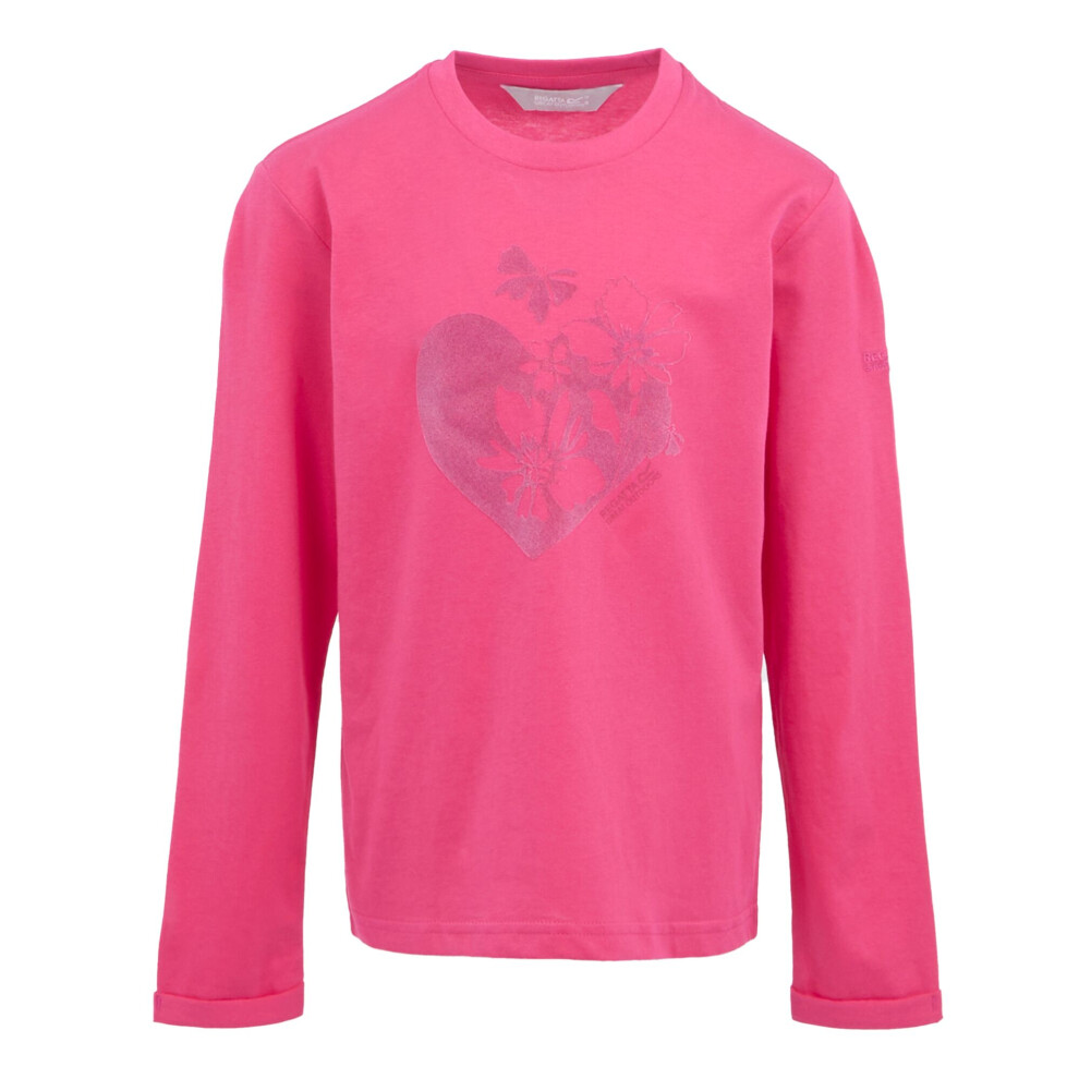 (13 Years, Hot Pink) Regatta Childrens/Kids Wenbie III Hearts & Flowers Long-Sleeved T-Shirt