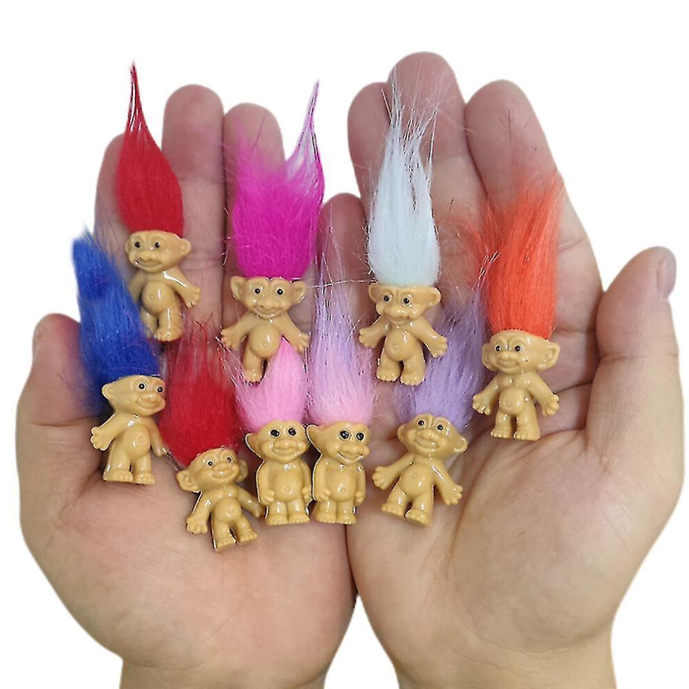 10pcs Mini Good Luck Troll Dolls Pvc Vintage Trolls Lucky Doll Action Figures Cute Little Guys Collection School Party Favors