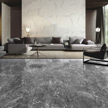 48Pcs Dark Grey 3D Stone Marble Effect Self Adhesive PVC Floor Tiles