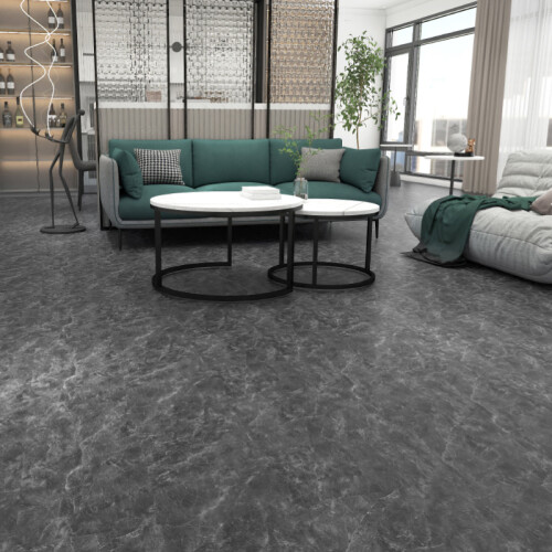 Living And Home 48Pcs Dark Grey 3D Stone Marble Effect Self Adhesive PVC Floor Tiles 1