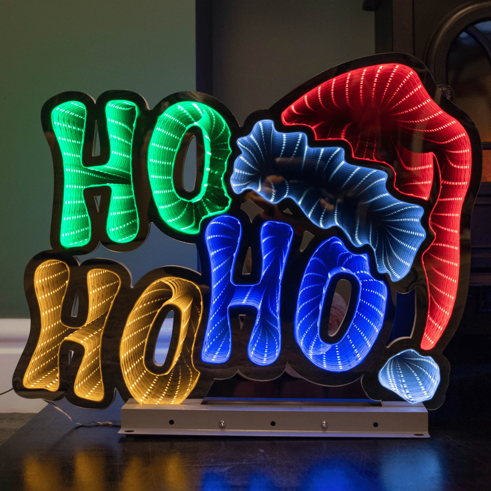 Snow Time 40Cm Infinity Ho Ho Ho On Metal Base With Multi-Coloured Leds Light