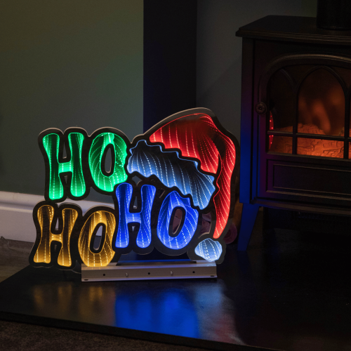 Snow Time 40cm Infinity Ho Ho Ho on Metal Base with Multi-Coloured LEDs 2