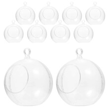 10 Pcs Glass Clear Ornaments Christmas Fillable Ornaments Balls Plant Terrarium Display Globe Ornament Air Plants Holders