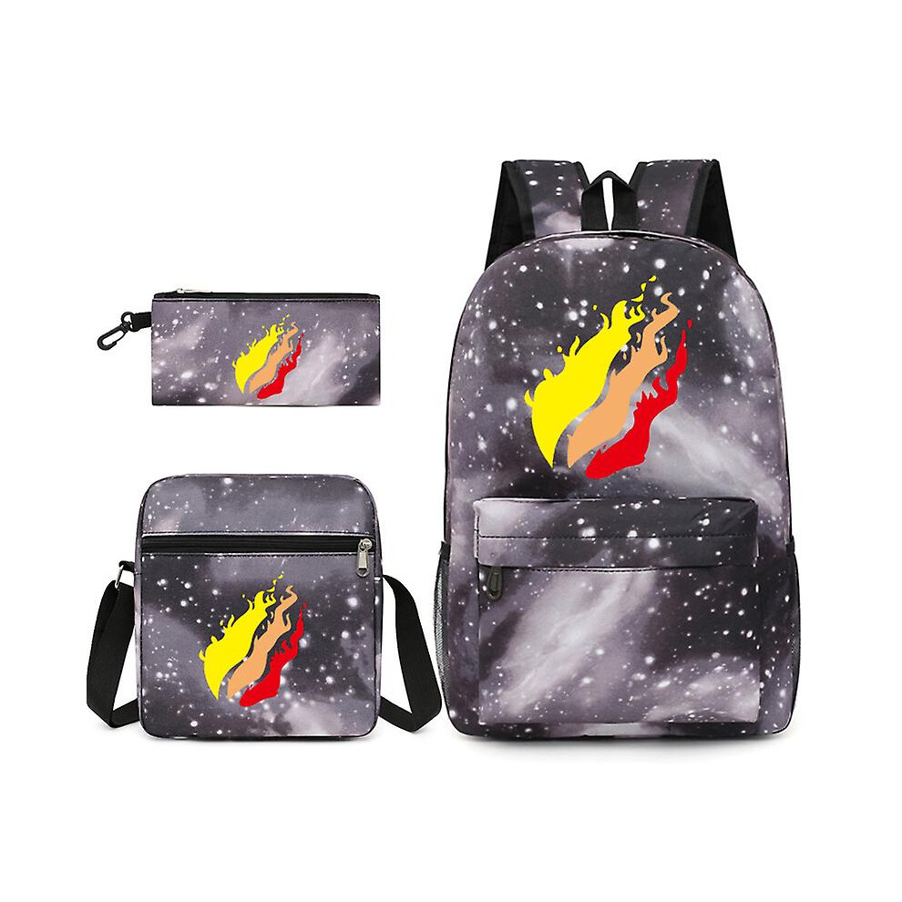 (Sky Grey) Leisure Prestonplayz Student Schoolbag Backpack Small Shoulder Bag Pen Bag Three-piece Set