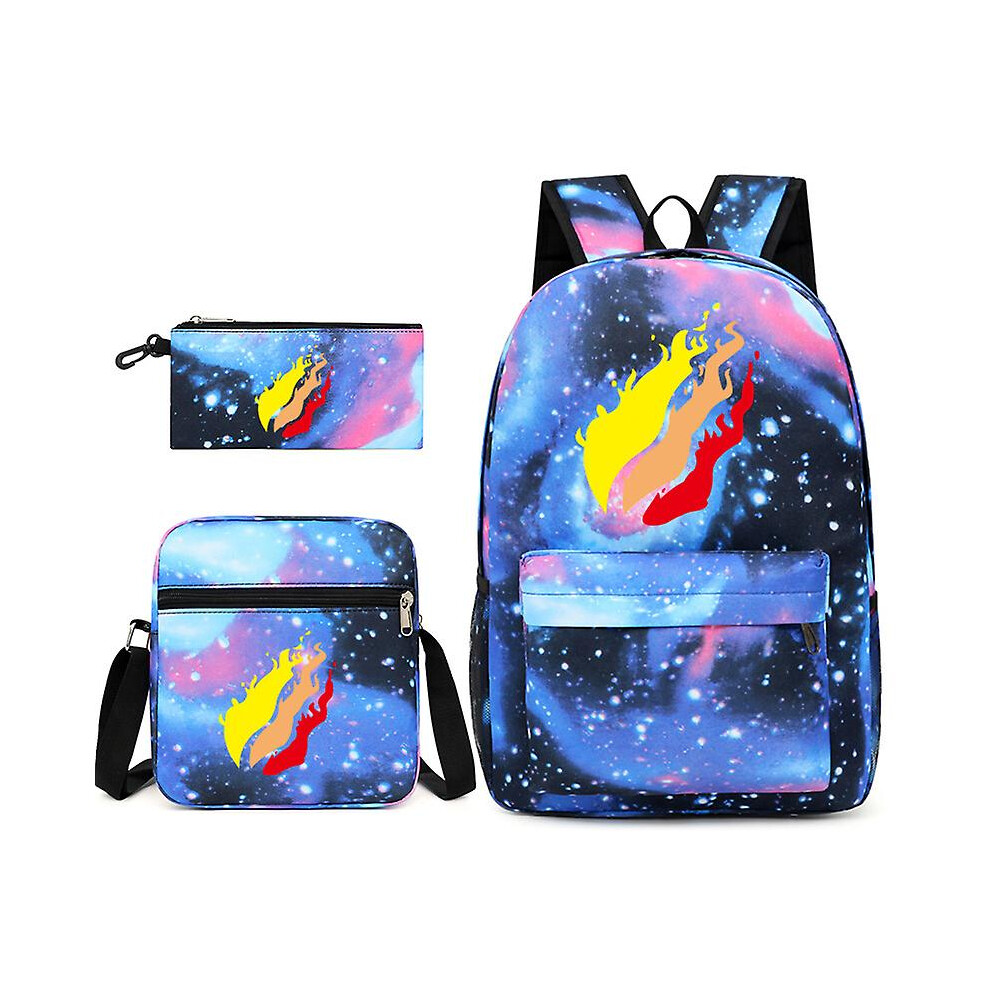 (Sky Blue) Leisure Prestonplayz Student Schoolbag Backpack Small Shoulder Bag Pen Bag Three-piece Set