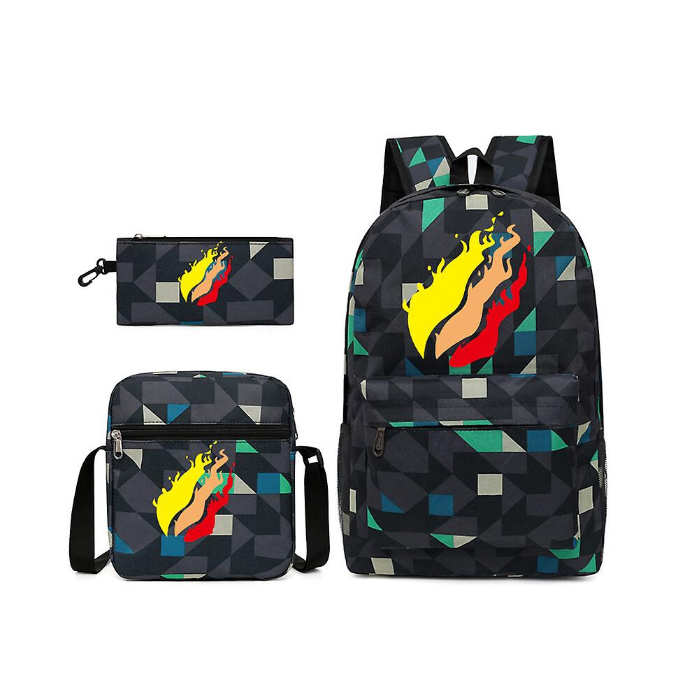(Rhombic) Leisure Prestonplayz Student Schoolbag Backpack Small Shoulder Bag Pen Bag Three-piece Set