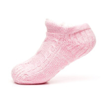(Pink, S/M) Foxbury Melange Cable Knit Slipper Sock Footsies