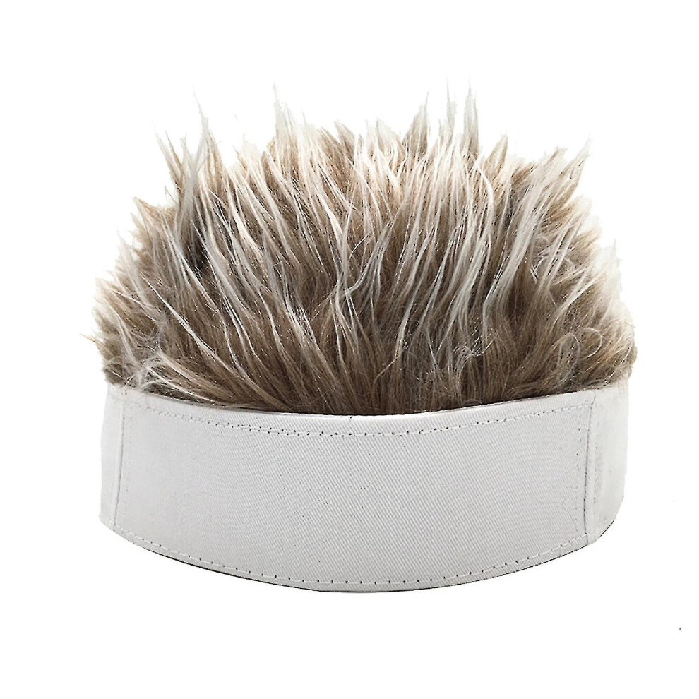 (White Coffee) Men Retro Short Wig Headband Hip Hop Hooligan Cap Beanie Cosplay Fake Hair Hat