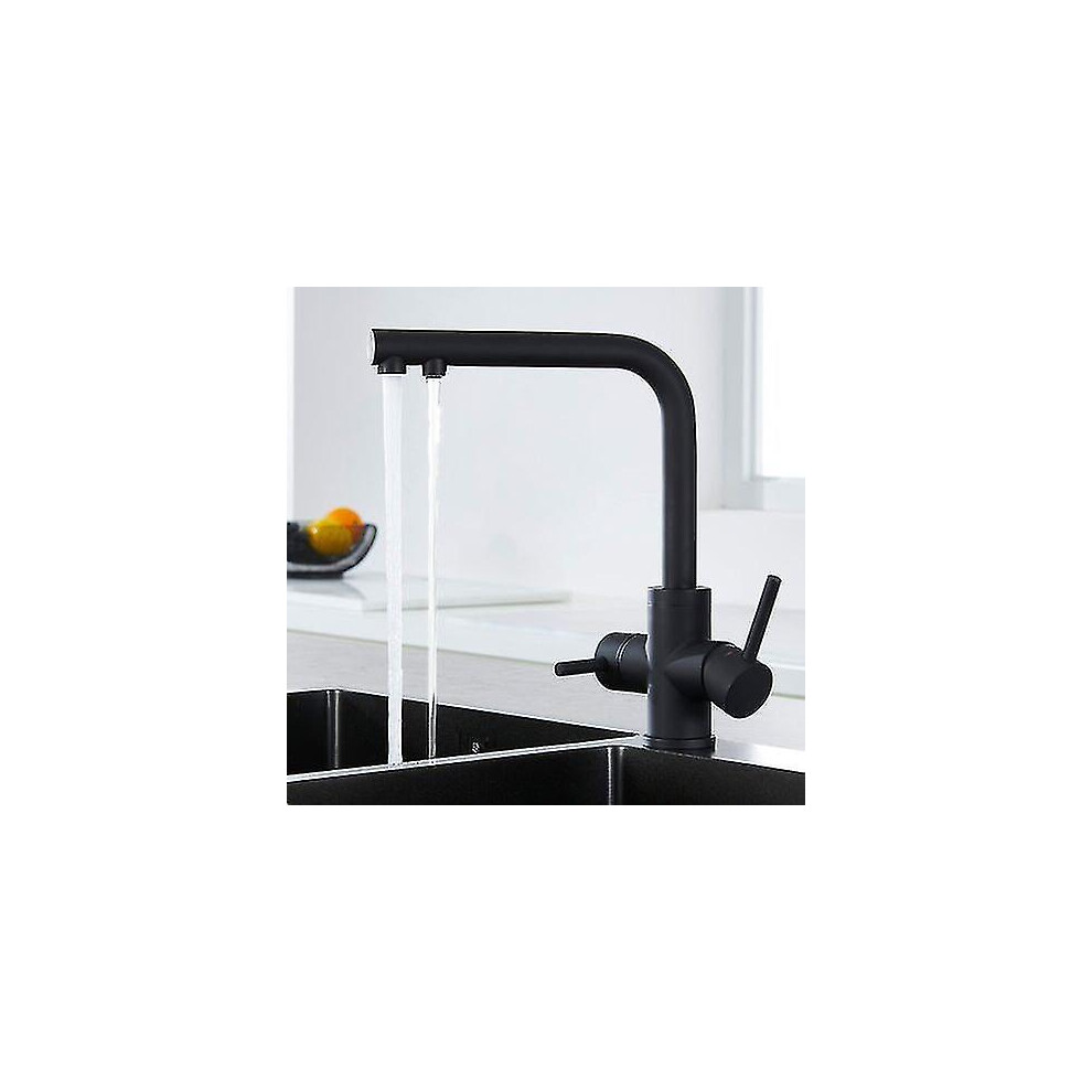 3-Way Kitchen Faucet, 3-Way 360 Swivel Kitchen Mixer Tap, Drinking Water Kitchen Faucet, Kitchen Sink Faucet With Filtered Water Outlet, Matte Black 7305602158139