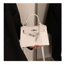(White) Trendy Inspired Ins Mini Handbag Featuring Soft Texture And Stylish Crocodile Pattern For Everyday Use