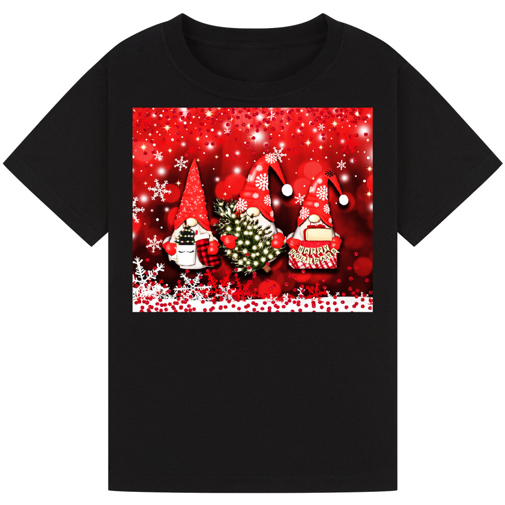 (12-13YRS, BLACK) Christmas Xmas Gnome T-Shirts For boys& GirlS-image-OPC-PFP6QTS-NEW