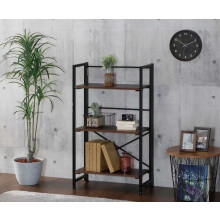 3-Tier Folding Bookshelf Rack - Fully Assembled, Water-Proof PVC Shelves, Adjustable End Caps, Space-Saving Ladder Display