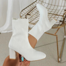 (White, 38) Cozy And Fashionforward High Heel Boots For Women In Elegant Colors For Daily Wear