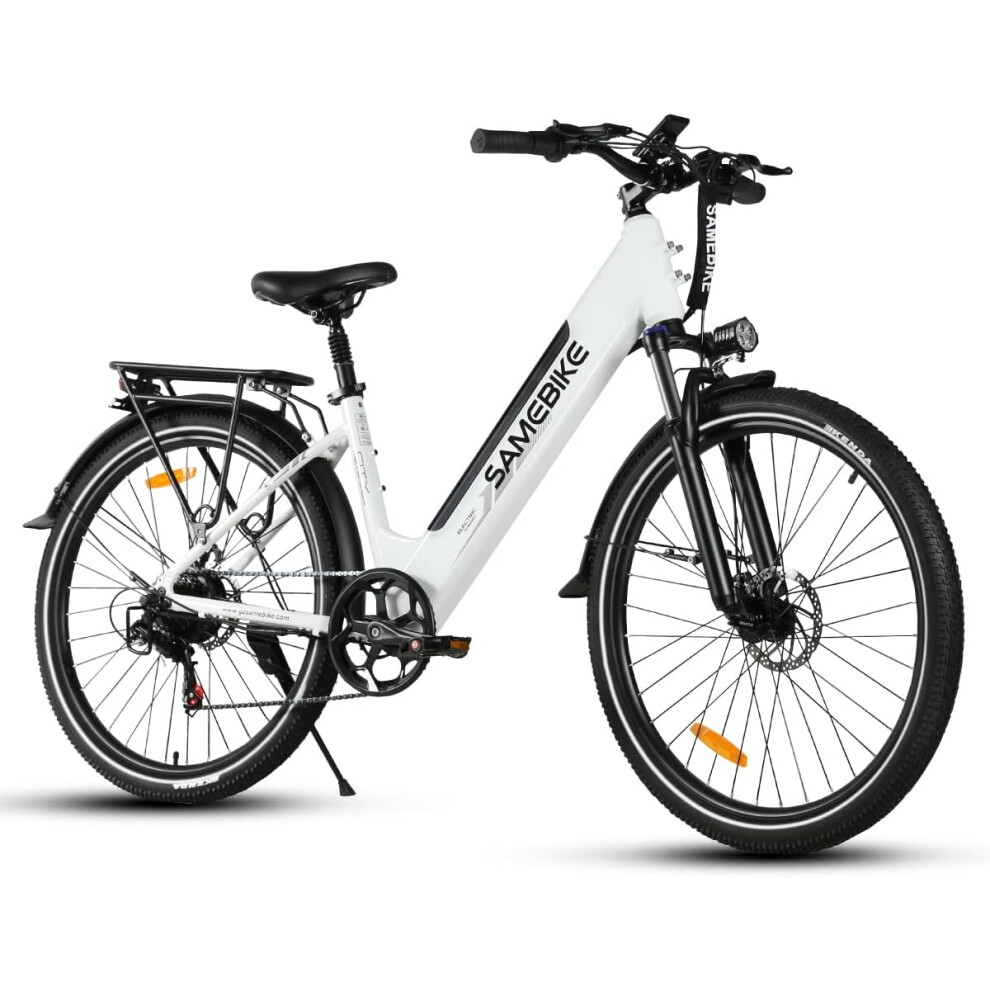 (White) SAMEBIKE RS-A01Pro 27.5" Electric Bike with 36V 15AH Removable Battery Electric Mountain Bike for 7 Speed gears Electric Bicycle