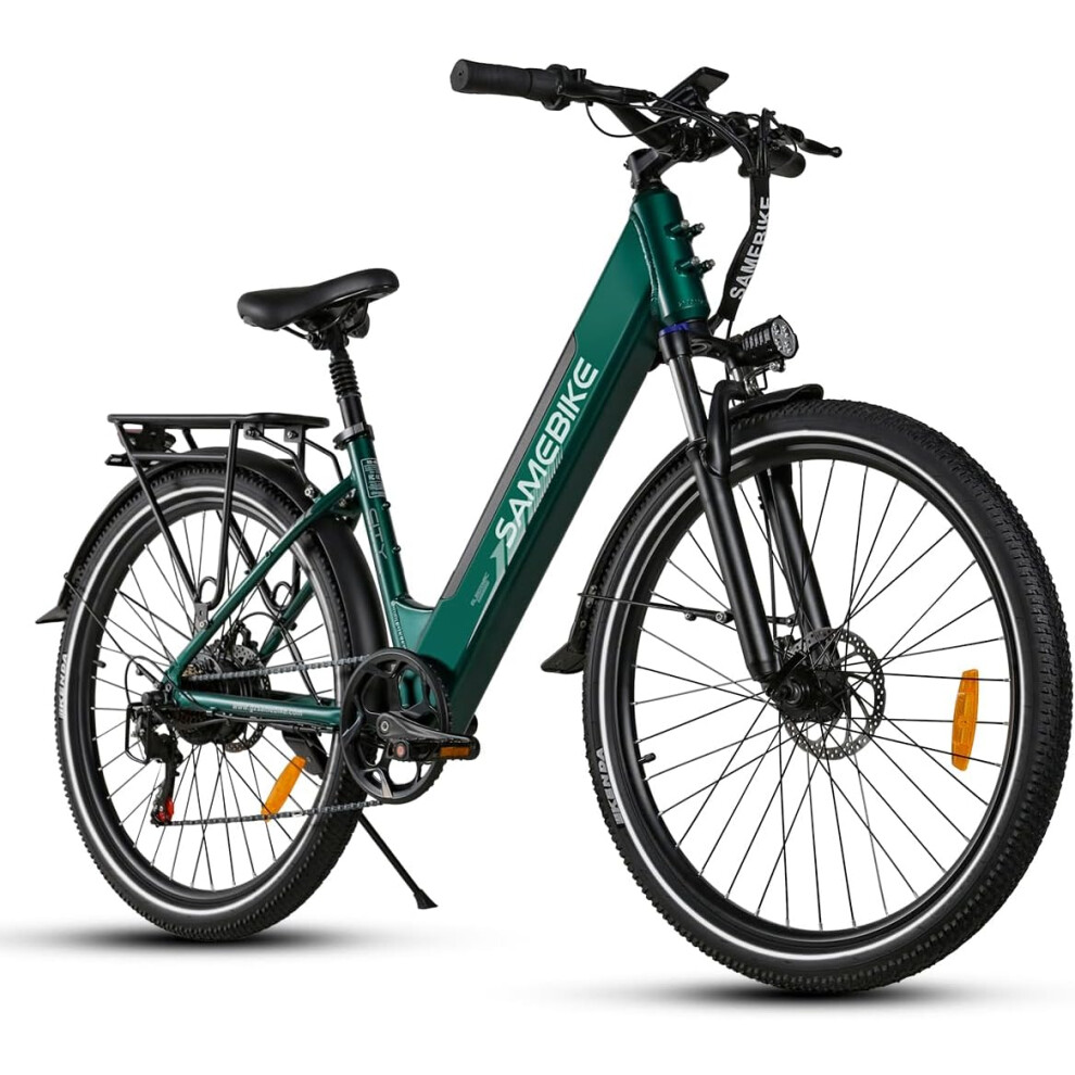 (Green) SAMEBIKE RS-A01Pro 27.5" Electric Bike with 36V 15AH Removable Battery Electric Mountain Bike for 7 Speed gears Electric Bicycle