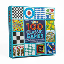 abeec 100 Classic Games Compendium | Collection of Classic Family Board Games | Games Compendium includes Ludo, Chess, Draughts and Playing Cards