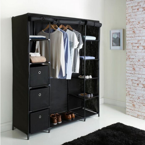 New Durable and stylish Spaceways Deluxe Large 3 Canvas Wardrobe.