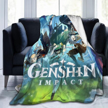 Genshin Impact Blanket Sofa Bed Living Room Warm Blanket 50"x40" Black 50"x40"