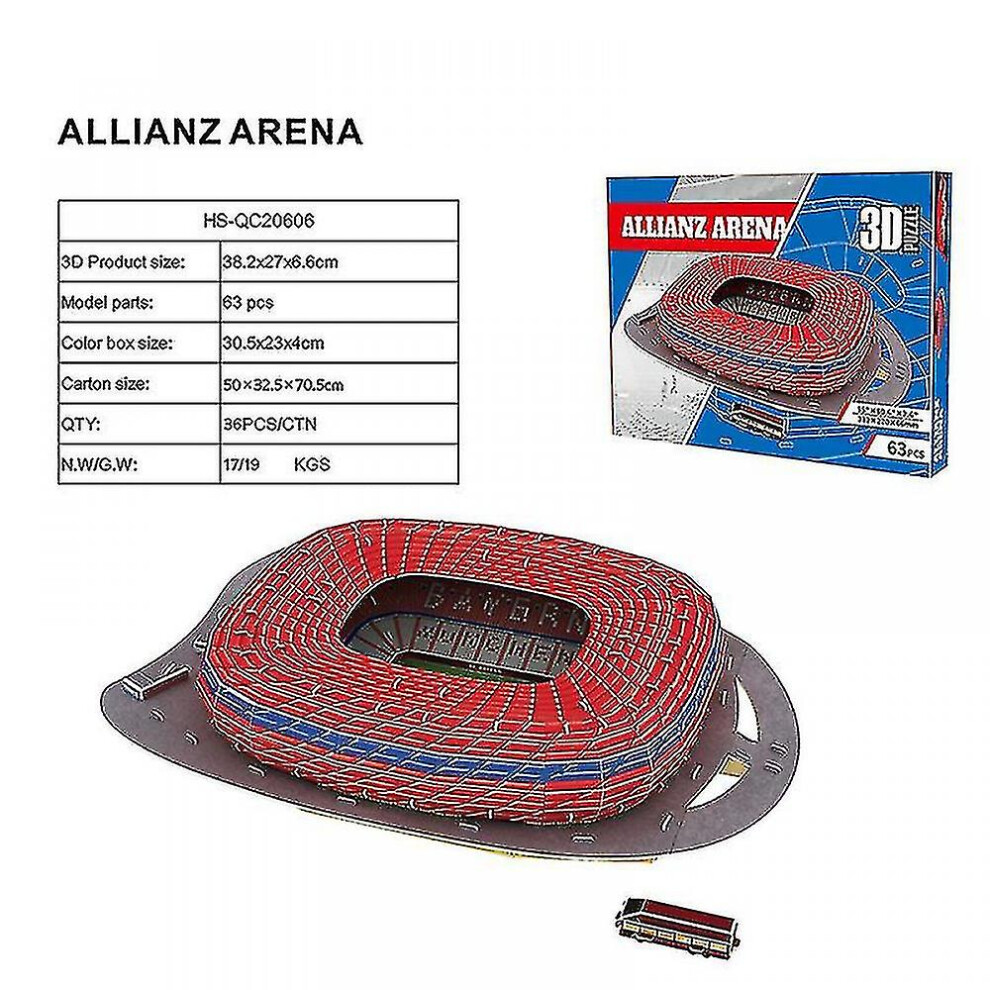 (Allianz Arena) Classic Jigsaw Diy 3d Puzzle World Football Stadium Assembled Building Model-image-OPC-PFP6ZGP-NEW