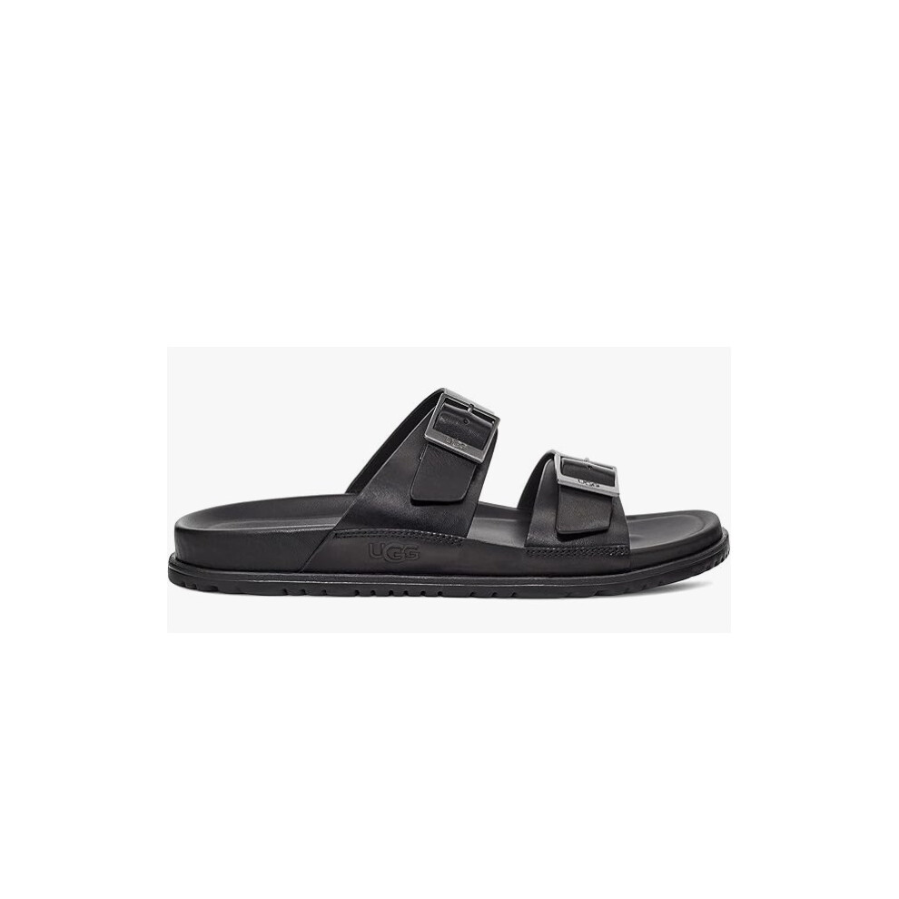 UGG Wainscott Buckle Slide Sandal, Black Leather, 8 UK