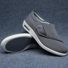 (Gray, 45) Wide Adjusting Soft Comfortable Shoes Orthopedic Walking Shoes For The Old Breathable Hook-and-loop Design Shoes