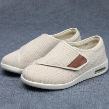 (Beige, 43) Wide Adjusting Soft Comfortable Shoes Orthopedic Walking Shoes For The Old Breathable Hook-and-loop Design Shoes