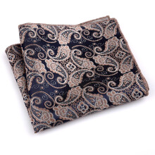 (Purple) Pocket Square Vintage Pattern Breathable Men Striped Paisley Handkerchief For Wedding