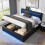 (135 x 190 cm) Upholstered Bed with LED Lighting, Storage Space 1