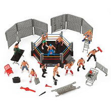 Fornnerg 1 Set Wrestling Playset Realistic DIY Mini Wrestling Action Figure Play Set for Kids
