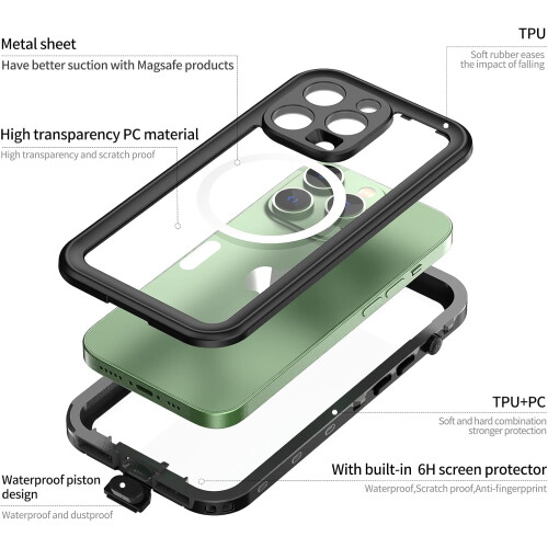 For iPhone 14 Pro Waterproof 360° Full Body Protector Cover Phone Case 1