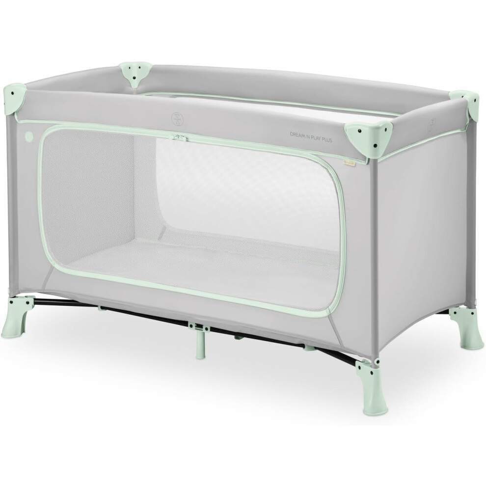 Dream N Play Plus Travel Cot For Babies & Toddlers - Dusty Mint Hauck