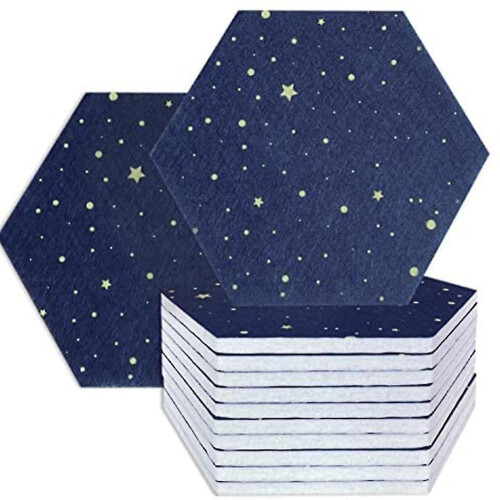 12 Pack Starry Sky Hexagon Acoustic Panels,sound Proofing Padding,sound Absorbing Panel For Studio