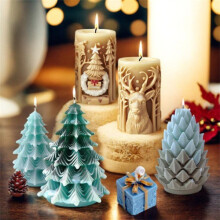 (Pine Tree) Candle Moulds Christmas Phrases Pillar Gifts