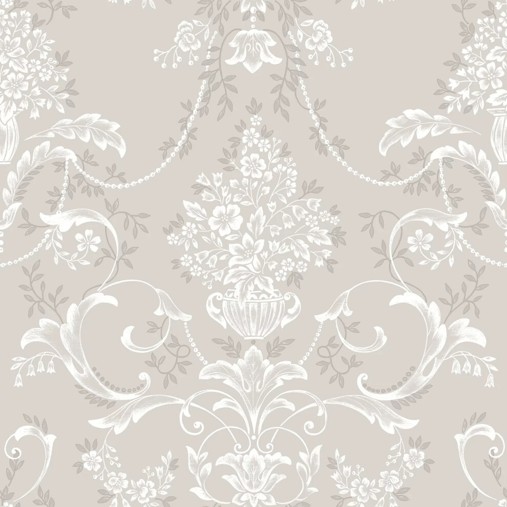 (Beige 260253) Amelie Damask Floral Wallpaper Flowers Wallpaper 5901638013910