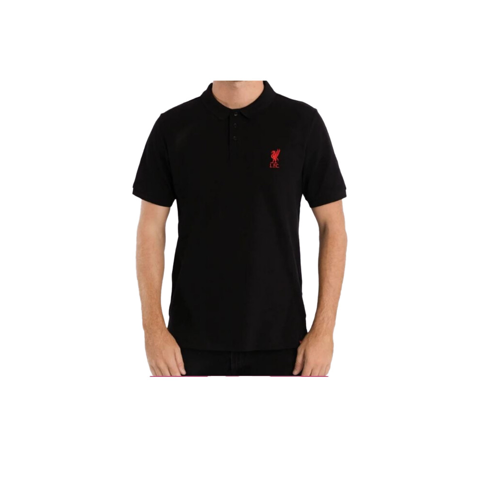 (S, Black) Liverpool FC Mens Polo Shirt