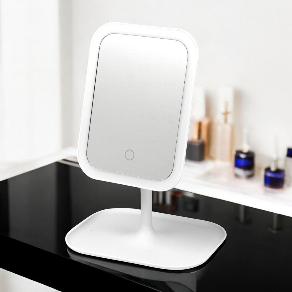 (With Stand) Cosmetic Free Standing Mirror LED Light Travel Makeup Shaving Dressing Table