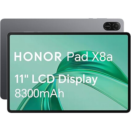 HONOR Pad X8a, 11-Inch Wi-Fi Tablet, 128GB Storage, 8300mAh Battery, Quad-speaker, Slim Metal Design, Android 14, Space Grey