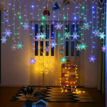 (Multicolor) LED Snowflake Window Lights for Christmas Waterproof String Lights