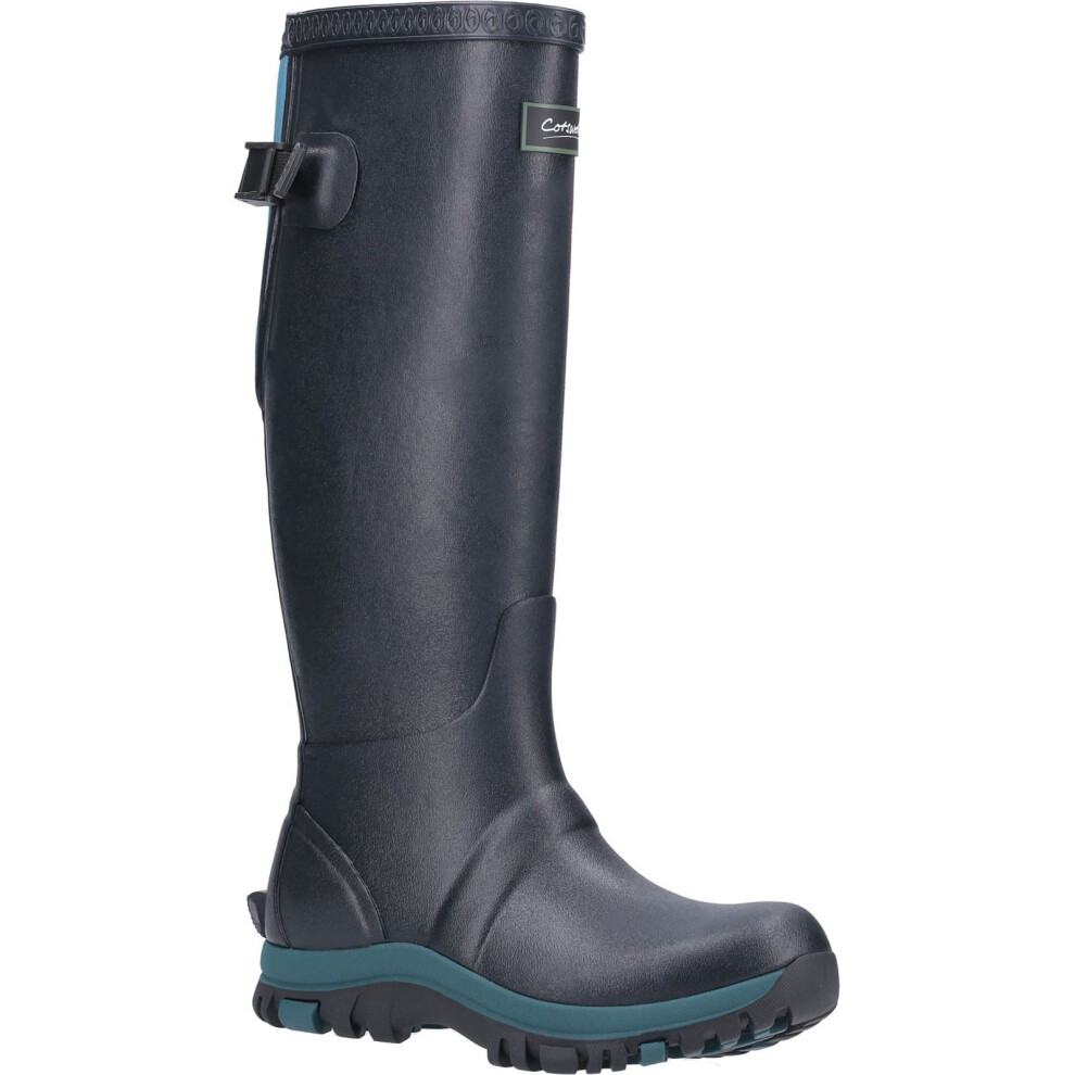 (Blue, 6 (Adults')) Cotswold Realm Rubber Navy/Teal Wellington Boots