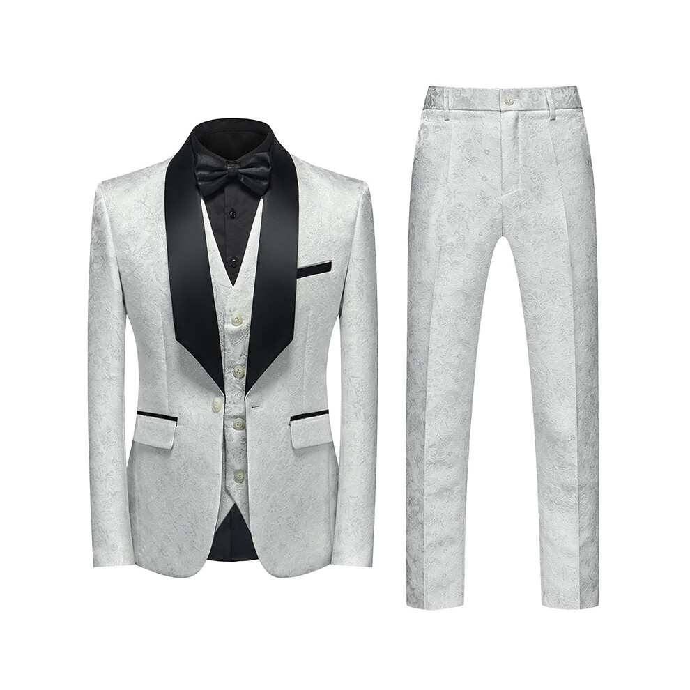(white, M) Men's Suits 3 Piece Regular Fit Skinny Paisley Jacquard Tuxedo Suit for Wedding-image-OPC-PFP7HM6-NEW