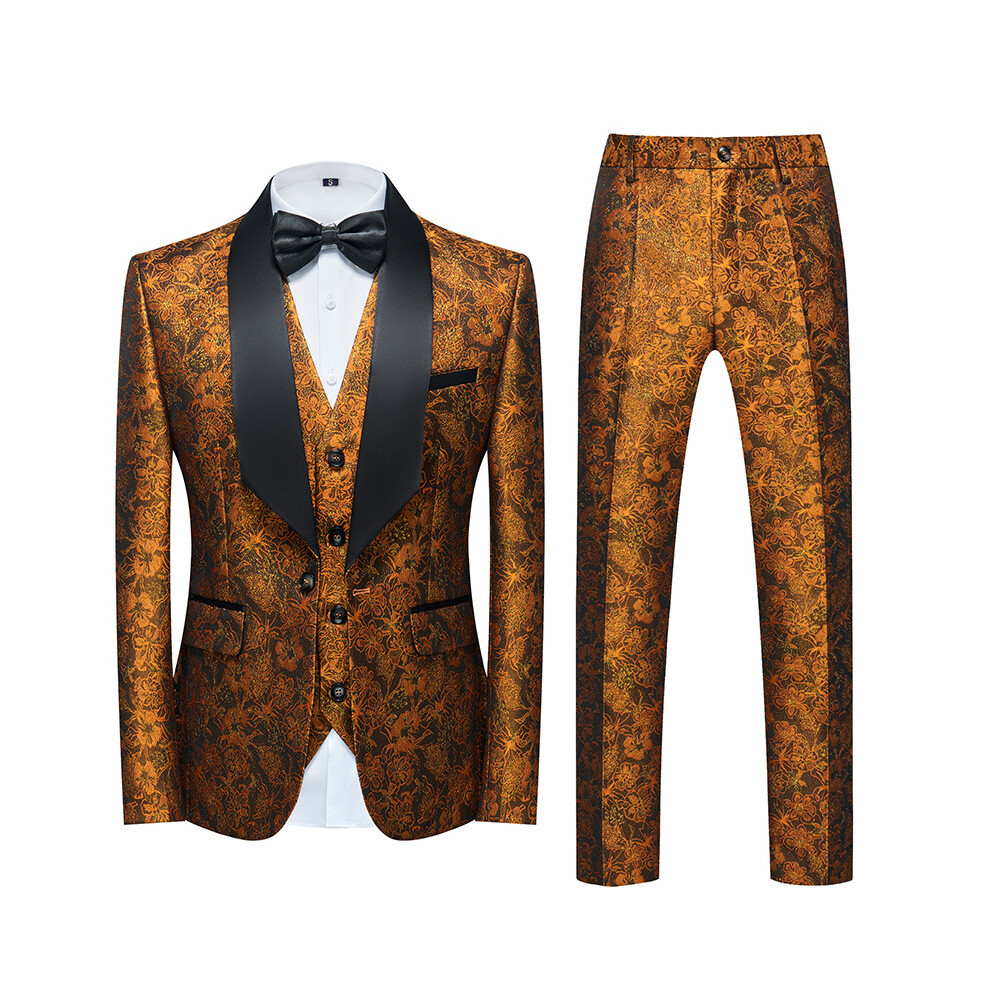 (orange, 6XL) Men's Suits 3 Piece Regular Fit Skinny Paisley Jacquard Tuxedo Suit for Wedding-image-OPC-PFP7HMY-NEW