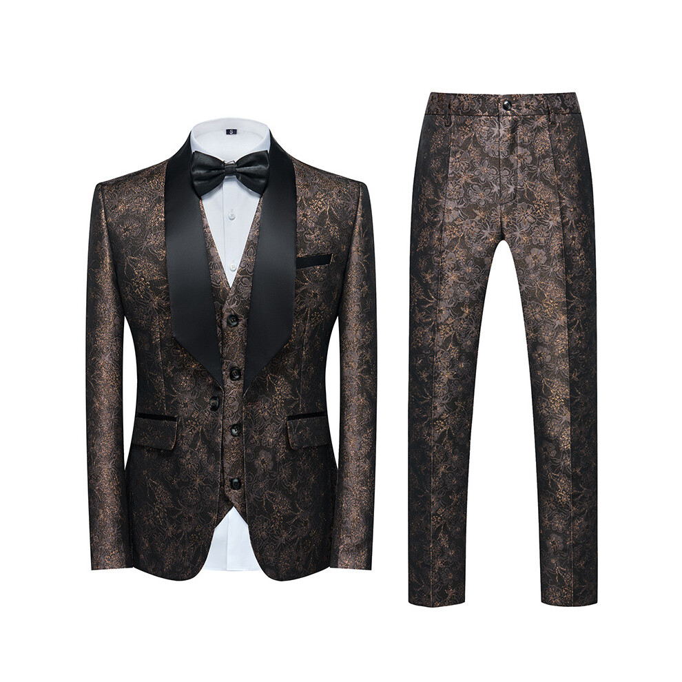 (coffee, 5XL) Men's Suits 3 Piece Regular Fit Skinny Paisley Jacquard Tuxedo Suit for Wedding-image-OPC-PFP7HN9-NEW