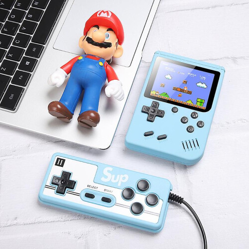 (blue doubles) Gameboy Built-in 500 Classic Game Retro Video Game Console