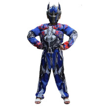 (S(4-6Y)) Kids Optimus Prime Costume Superhero Transformers Jumpsuit Suit Halloween Role Play Muscle Costume Boys Anime Mask Gift