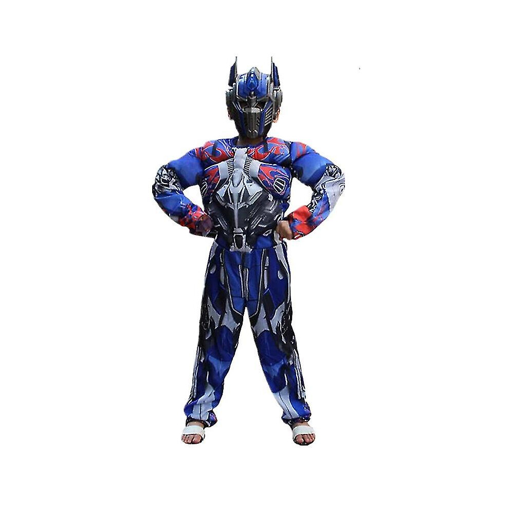 (S(4-6Y)) Kids Optimus Prime Costume Superhero Transformers Jumpsuit Suit Halloween Role Play Muscle Costume Boys Anime Mask Gift