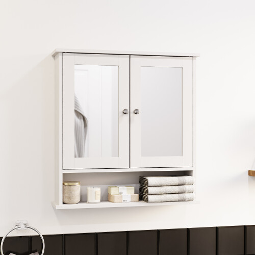 Home Discount Priano 2 Door Bathroom Wall Cabinet Mirrored Shelf