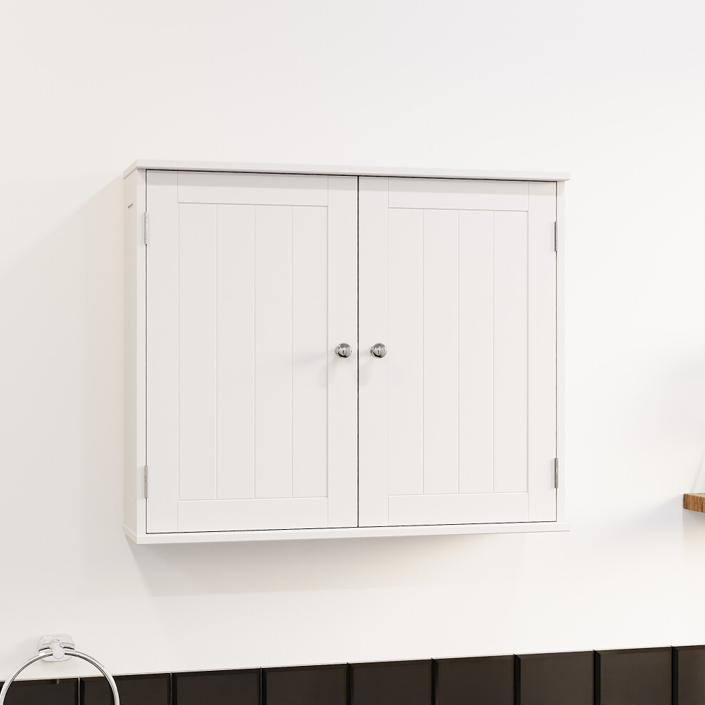 (White) Bath Vida Priano 2 Door Wall Cabinet Storage